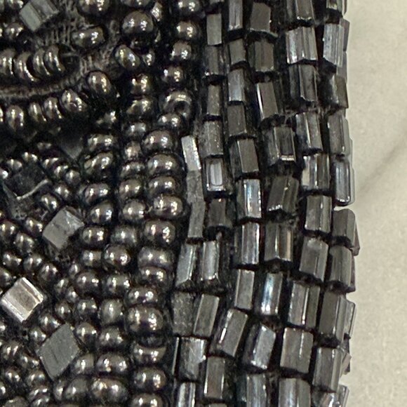 Vintage French Black Beaded Belt Bag with Chanel Gift Bag 5" X 3.5" - Picture 14 of 17